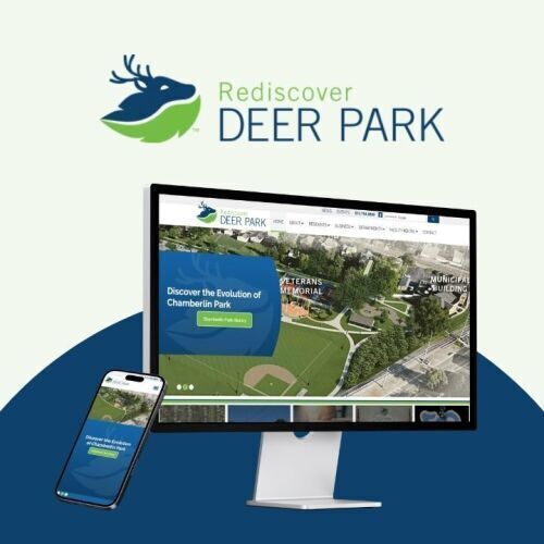 Deer Park website on phone and computer screen with logo