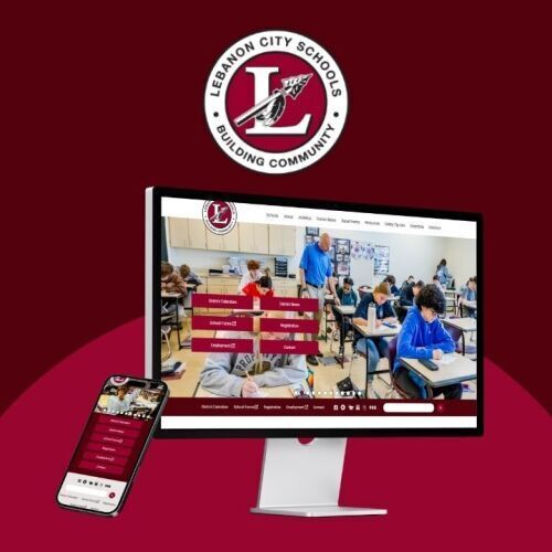 Lebanon City Schools website on phone and computer screen with logo