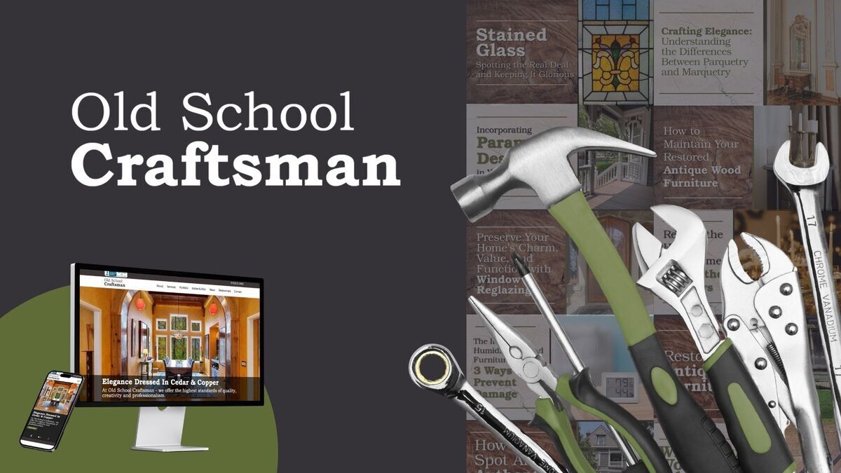 Old School Craftsman logo and website with tools
