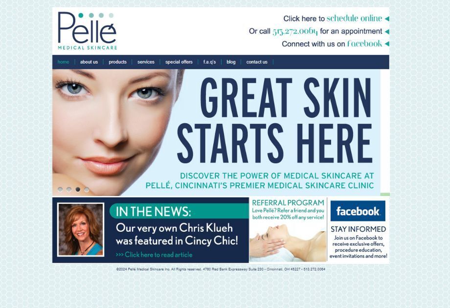 Pellé Medical Skincare's previous website