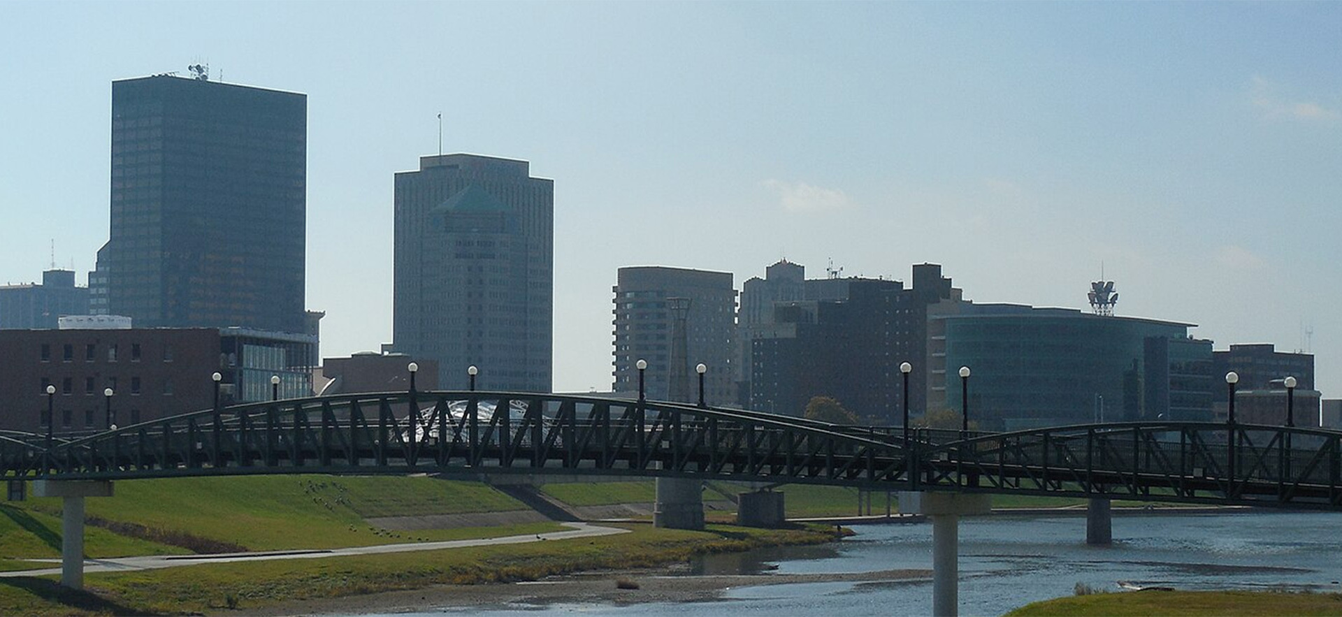 City bridge and buildings