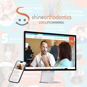 Shine Orthodontics website on phone and computer screen with logo